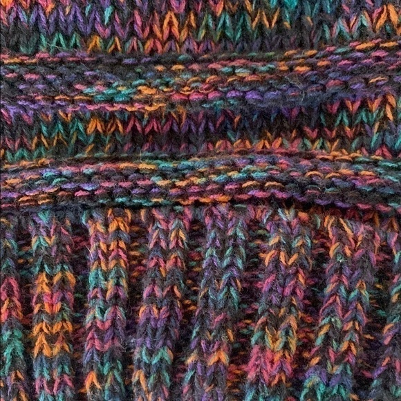 C.C Multicolored Pink Purple Teal Textured Winter Whimsical Bohemian Beanie Hat - Picture 11 of 15